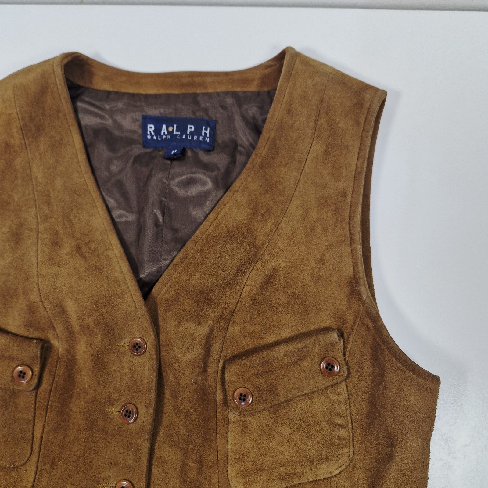 Ralph Lauren Vintage Suede Leather Vest Waistcoat Brown Men's M image 4