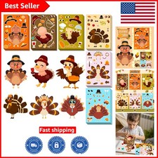 24 Thanksgiving Craft Stickers: Adorable Turkey Designs for Kids' Activities