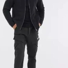 Slazenger Heritage Sports Black Windbreaker Cargo Pants 32