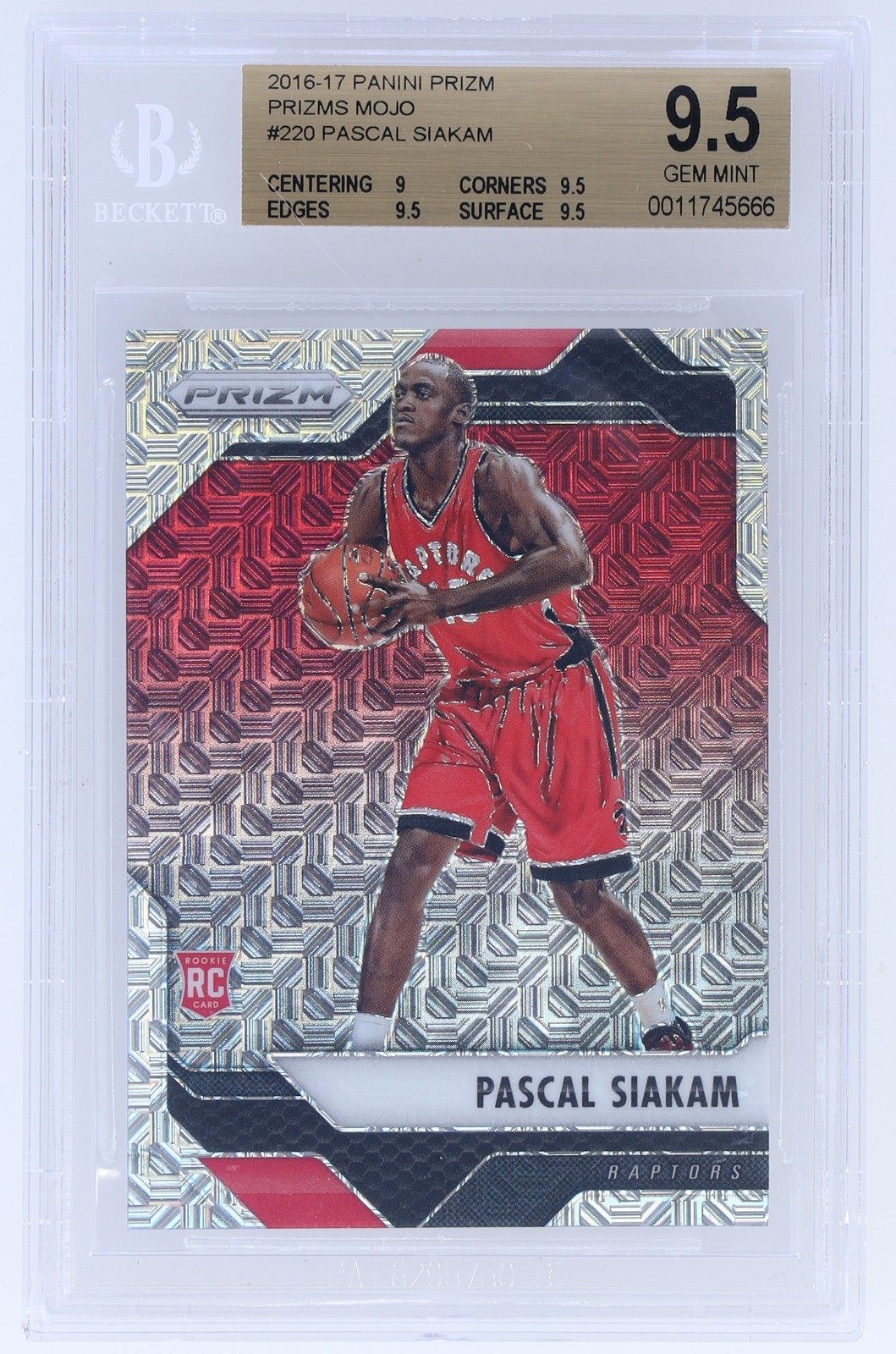 2016 Panini Prizm Pascal Siakam #220 BGS 9.5 RC Mojo Prizm 15/25 Basketball