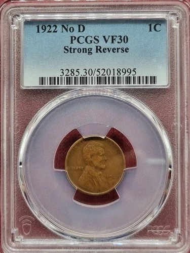 1922 No D Lincoln Wheat Cent 1c PCGS VF30 Strong Reverse RARE