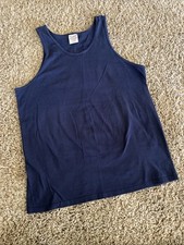 Vintage Pluma Blank Blue Sleeveless Tank Top T-Shirt Sz Large Made In USA 90s