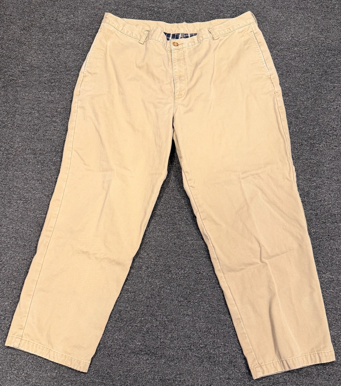 LL Bean Pants Mens 40x30 Beige Flannel Lined Outdoor Hiking Chino 162385 fall