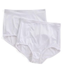 Bali Tummy Panel Firm Control Briefs Women's US Size L White 8710 2 Pack