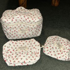 3 Pc Quilted Cosmetic/ Travel Bags Stay Beautiful Inside And Out