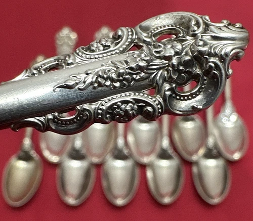11 Pc GRANDE BAROQUE Sterling Silver 4" DEMI SPOONS Wallace
