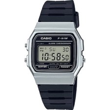 Casio Unisex Watch Chronograph Digital Dial Black Resin Strap Alarm F91WM-7A