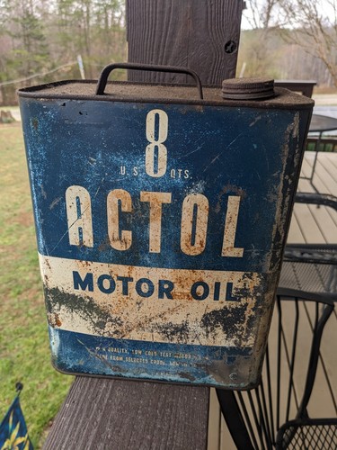 VINTAGE ACTOL Motor Oil Empty 8 Quart Oil Can - Picture 5 of 8