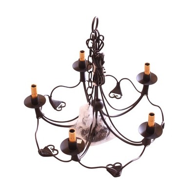 ARTE DE MEXICO CH121D WROUGH-IRON RUSTIC 6-LIGHT CHANDELIER, LARGE