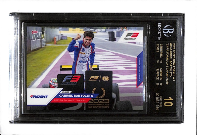 2023 TOPPS NOW F1 #45 GABRIEL BORTOLETO FIA F3 CHAMPION!!! BGS BLACK LABEL 10