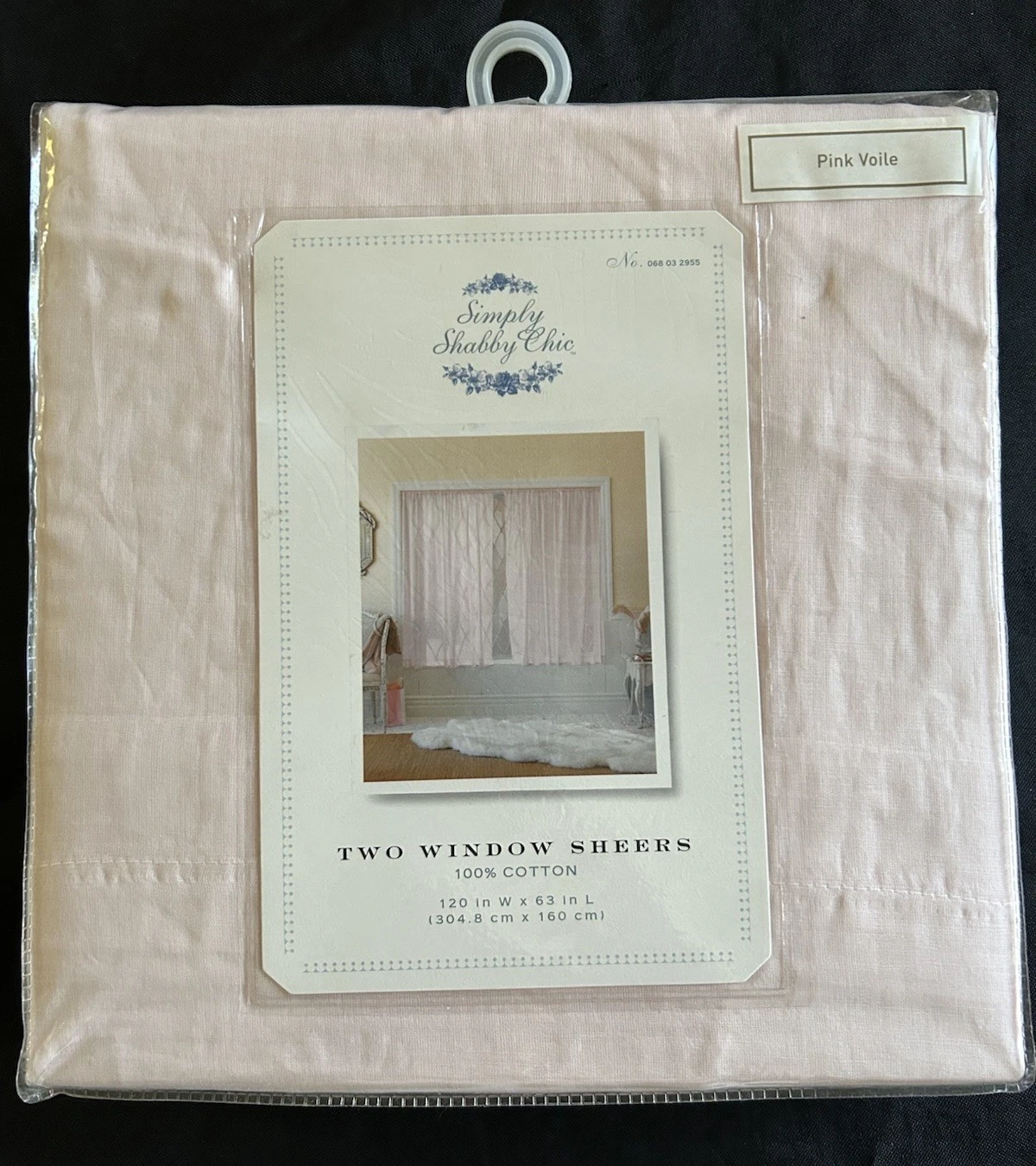 NEW 2 Vintage 2007 SIMPLY SHABBY CHIC Pink Voile Window Sheers Each 60”W x 63”L