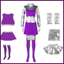 Starfire Cosplay Costume Princess Koriand'r Skirt Dress Up with Gloves Socks for