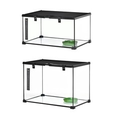 PawHut Terrarium für Reptilien Glasterrarium mit Thermometer Metall