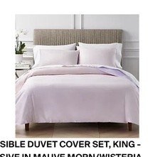 NWT King Reversible Duvet Cover Set W/shams Pink Purple Bloomingdale  s Aqua 320