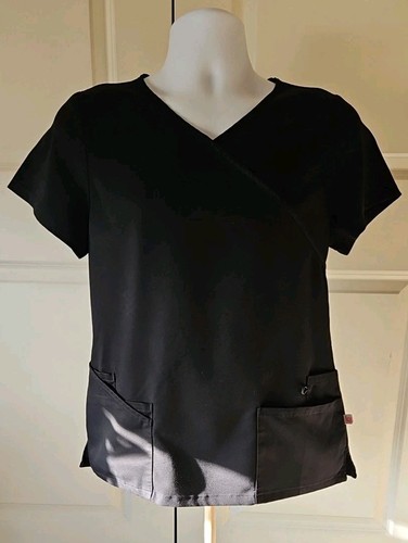 Urbane Ultimate Scrub Top w/6 Utility Pockets Black V-Neck Women's Size Small - Picture 3 of 9