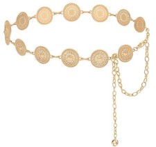 OVOY Women Western Concho Chain Belt - For Waist 26''-40'', Gold-sun-flower