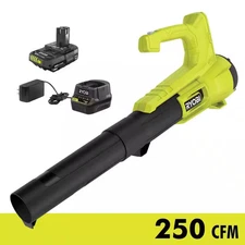 RYOBI  18V 90 MPH 250 CFM Cordless Battery Leaf Blower/Sweeper with 2.0 Ah