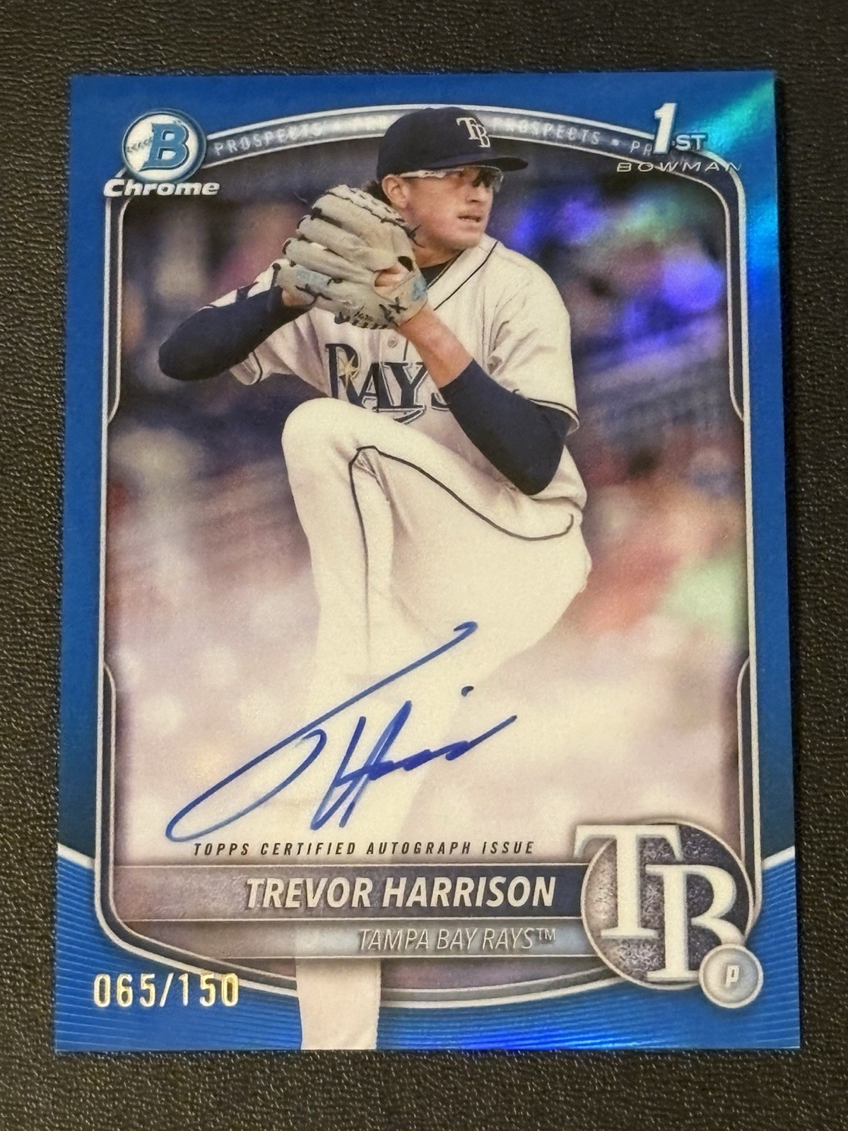 2025 Bowman Chrome 1st True Blue Trevor Harrison Auto /150 #CPA-THA Rays