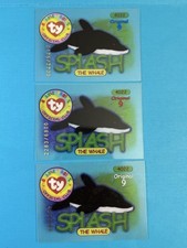 3x Beanie Babies Numbered Acetate Splash the Whale cards