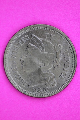 High Grade Cleaned 1870 Three Cent Nickel Guaranteed Authentic & Genuine 1346