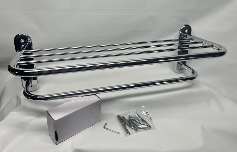 Toallero comercial CSI 5207-241CH Moen Donner 24 pulgadas con estante cromado hotel Foto 2 de 4