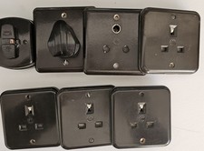 Vintage Crabtree MK Brown Bakelite Electrical Sockets Plug