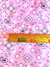 COTTON PINK BANDANA PAISLEY PRINT FABRIC 45" WIDE LOT of 3 YARDS