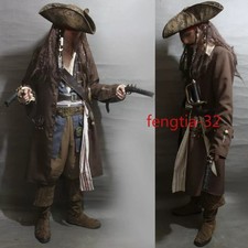 Captain Jack Sparrow Costume Outfits Pirates of the Caribbean Halloween Cosplay