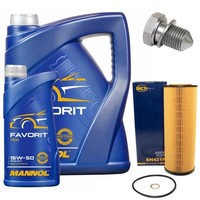 MotoröL Filter Set Mannol 15W50 API 6 Liter + Schraube FüR Skoda Superb I 2.5