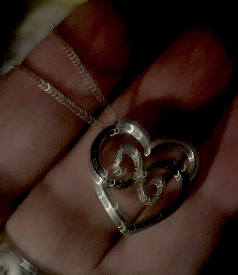 Collar Jane Seymour Corazones Abiertos Azul y Blanco Diamante Ondas Cadena 19" Foto 2 de 4