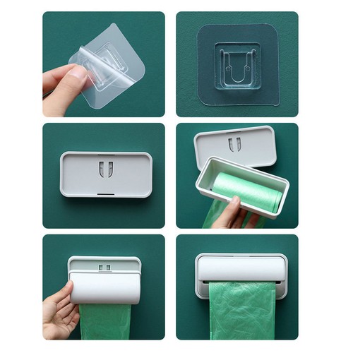 Wall Mounted Trash Bag Holder Plastic Drill Free Garbage Bag Dispenser For Home - Picture 4 of 21