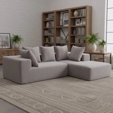 Modular Sectional Sofa w/ Soft Cushions - Grey for Living Room