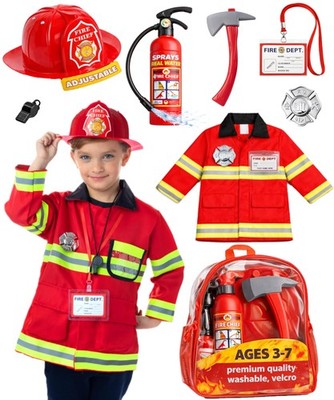 Firefighter Costume for Kids Ages 37, Fireman Boys & Girls Set