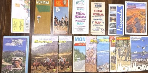 Lot of 16 Vintage Montana Road Maps 1962-1998 Helena Missoula Great Falls - product listing photo
