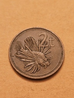 1975   PAPUA NEW GUINEA 2 TWO TOEA WORLD COIN KM#2 FINE DETAIL FREE SHIPPING 