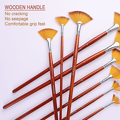 Fan Paint Brush Set of 9 Pcs, Professional Artist Acrylic Paint Brushes Set - Picture 3 of 8
