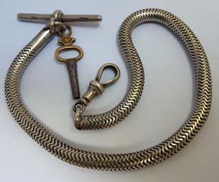 FAB ULTRA RARE ANTIQUE 1892 STERLING SILVER FANCY SNAKE LINK ALBERT WATCH CHAIN