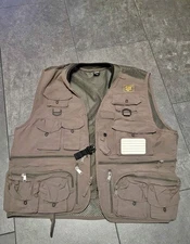 Slumberjack Strike Fishing Vest Lg Tan SJK Cargo Pockets Fly Cargo nwot