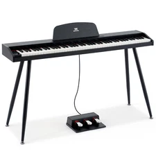 MUSTAR Black 88 Key Semi Weighted Digital Piano Dual Keyboard MIDI,Triple Pedal