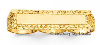 Heavy Nugget Bold Triple Finger men Name Ring 14k Solid Yellow Gold 24  grams - Main Image