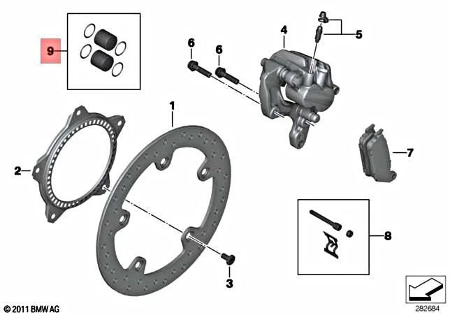 Genuine BMW K17 K18 K19 0132 0134 SEAL KIT BRAKE CALIPER REAR 