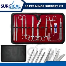 10 Pcs Student Minor Surgery Kit Set Surgical Instruments Stainless German Grade