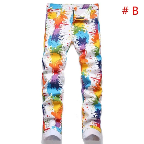 Moda Para hombres Jeans Elastizados Calce Ajustado Pantalones Informales Largos Estampados Denim Pantalones - Imagen 5 de 38