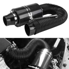 1 Set Universal Car 3 inch Carbon Fibre Cold Air Filter Feed Enclosed Intake