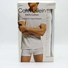 Calvin Klein Men's Cotton Classics 5-Pack Undershirts Crewneck White & Grey -NEW