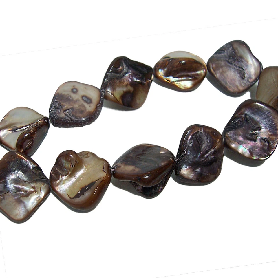 Kette Halskette 50cm Perlmutt braun rosenholz Perlenkette Schmuck Perlen K656 - Bild 4 von 4