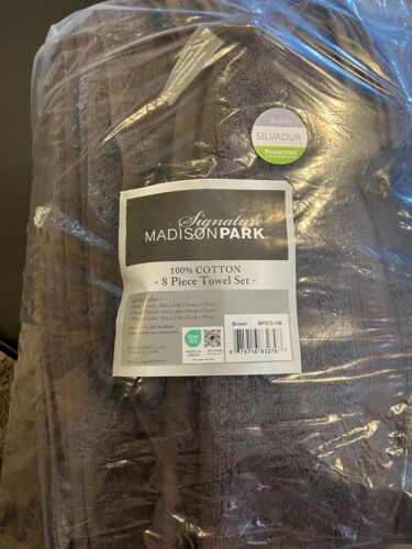 Madison Park Signature Baumwolle Badetuch 8-teiliges Set. Farbe Braun Neu - Bild 2 von 3