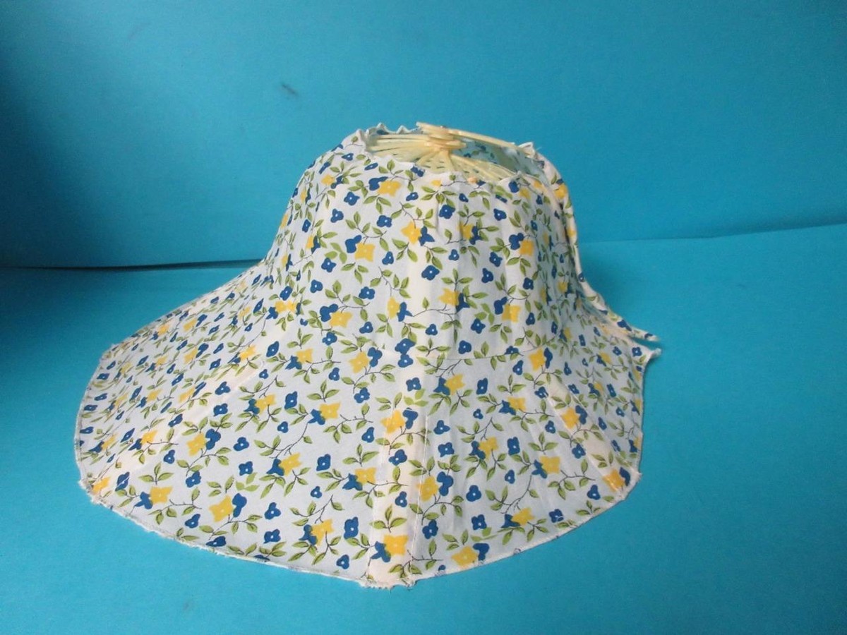 AWESOME VINTAGE FOLDING FAN STYLE SUN /GARDENING HAT FLORAL FLOWER