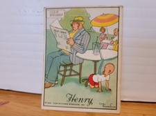 VINTAGE 1936 TAREYTON  HENRY COMIC CARD HENRY DRINKING UNDER TABLE