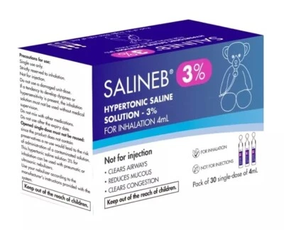 SALINEB 3% Hypertonic Saline Inhalation Solution 30 x 5ml vials VALUE PACK